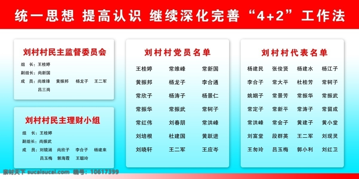 2工作法 思想 提高认识 深化完善 工作法 民主 监督 委员会 理财小组 党员名单 代表名单 领导小组 政府 版面 党政 展板模板 广告设计模板 源文件