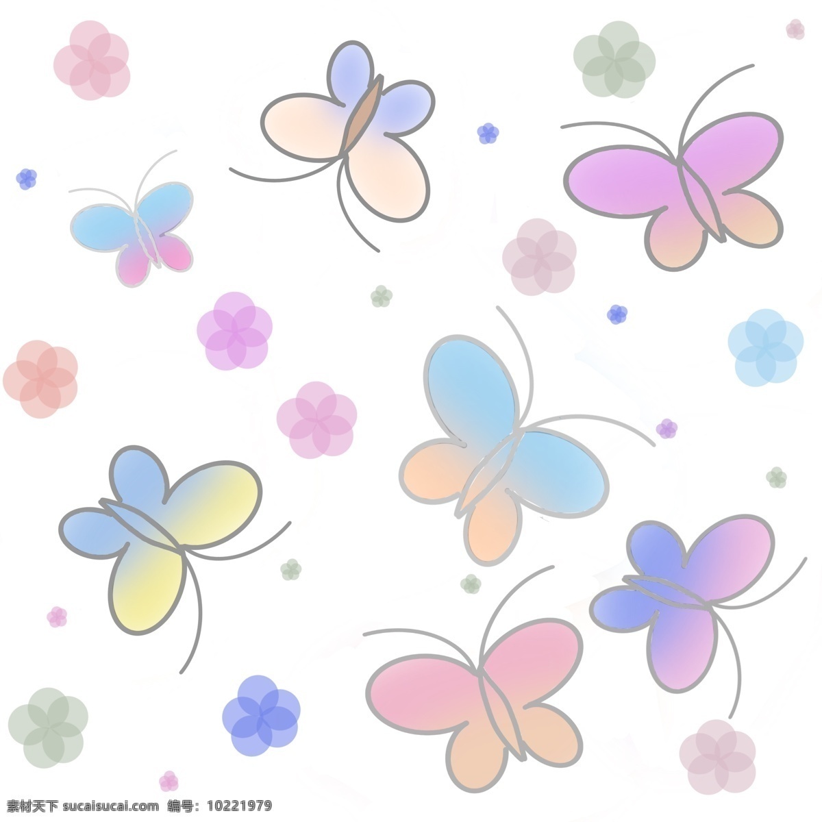 彩色 蝴蝶 花朵 小 元素 水彩 风 小元素 水彩风