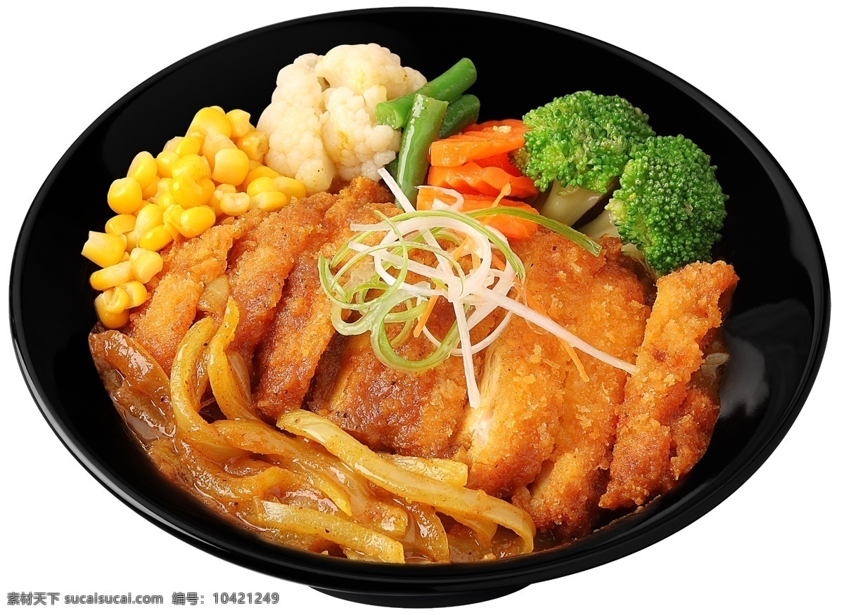 咖喱鸡排丼饭 丼饭 鸡排 咖喱 料理 美食 杂菜 三色蔬菜 西餐美食 餐饮美食