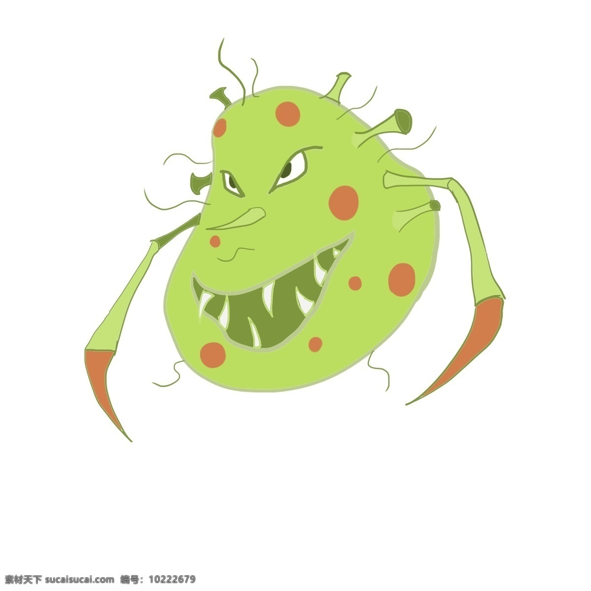 绿色 有害 细菌 插画 绿色的细菌 卡通插画 细菌插画 病菌插画 传染细菌 有害病菌 长长的胳膊