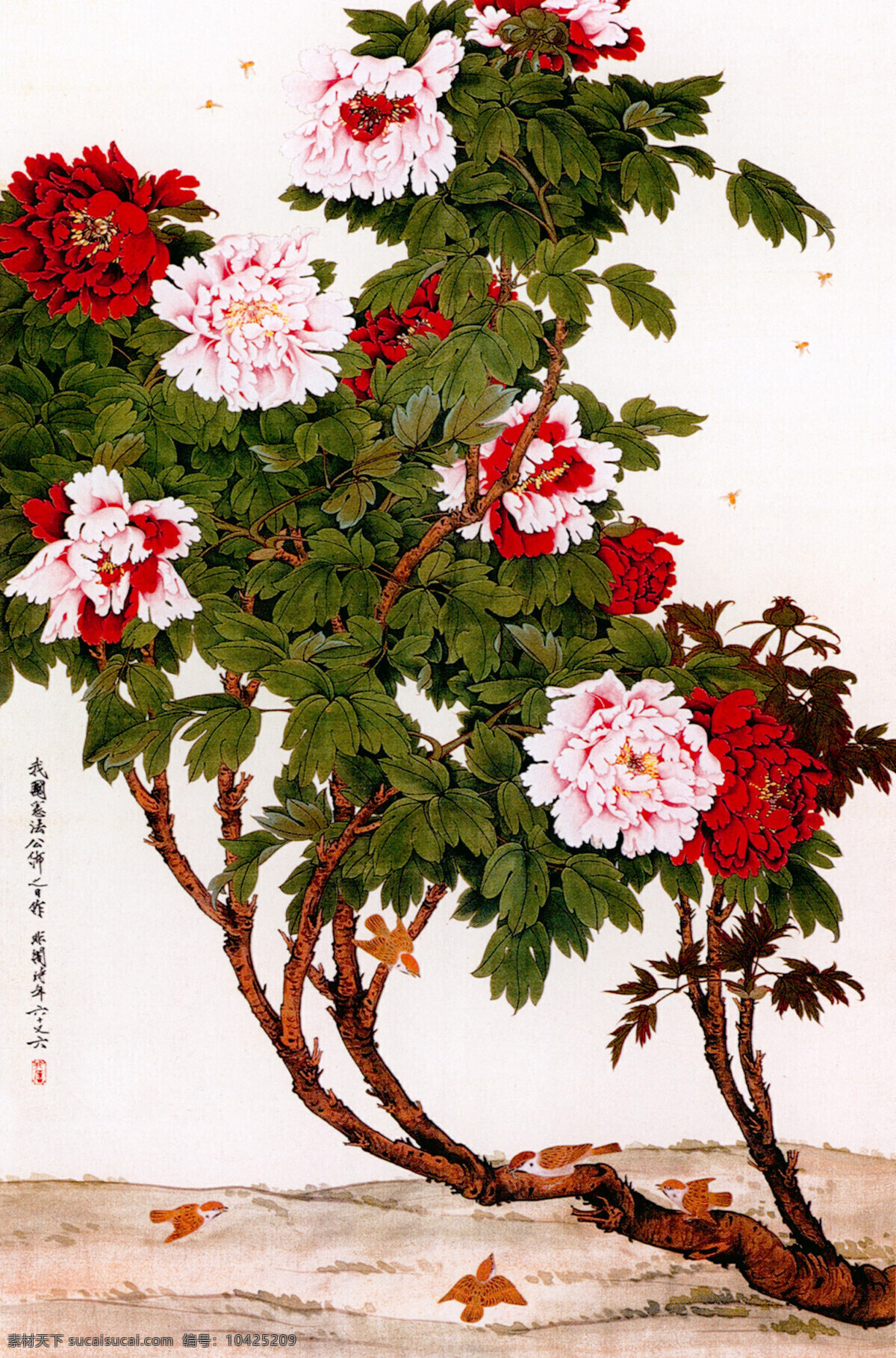 牡丹峰 雀 工笔画 古典图片 花鸟画 墨水画 山水画 水墨画 中国画 古逸 古代化 装饰素材 移门