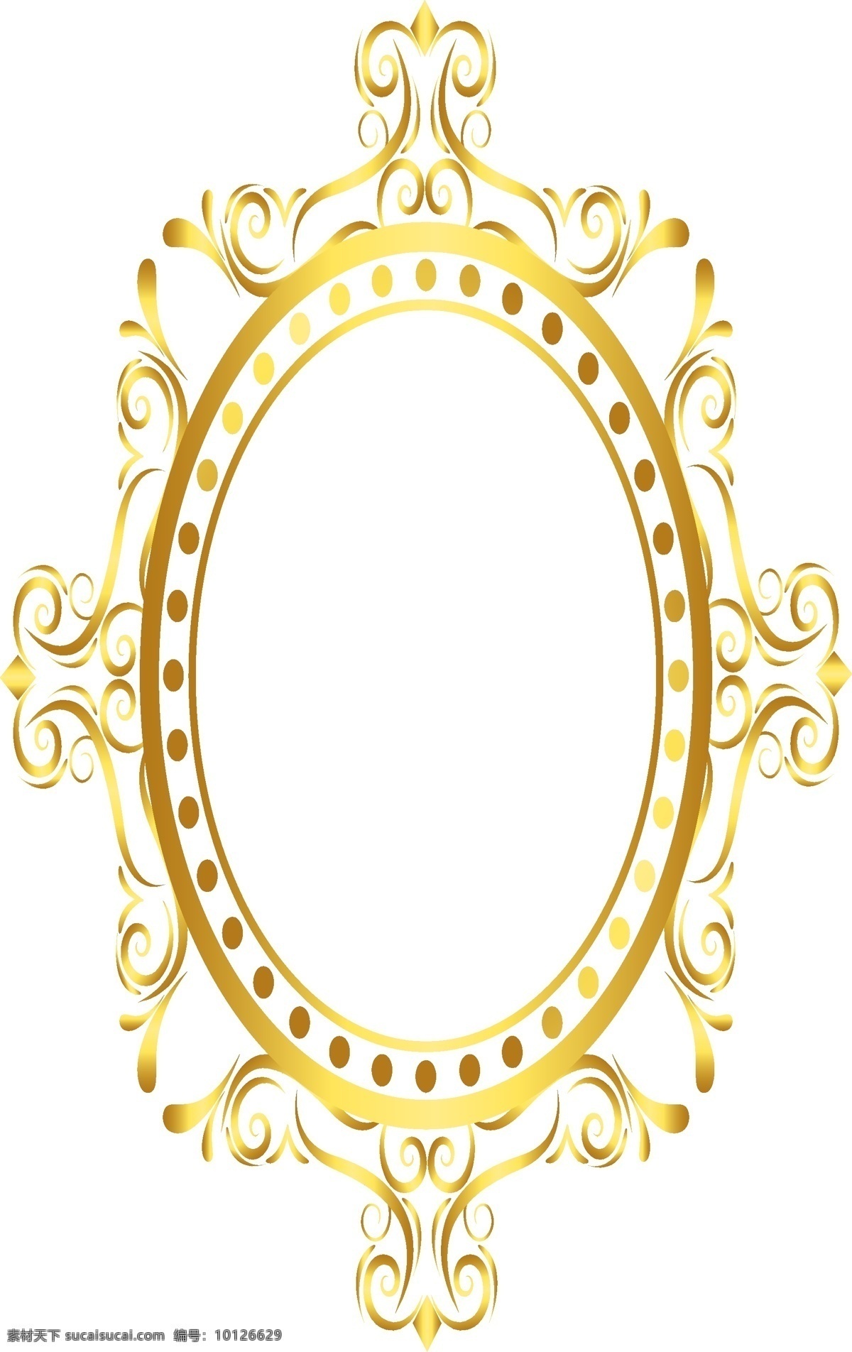 椭圆形 矢量 卡通 风格 镜框 卡通风格镜框 镜子框架 矢量镜框 金色镜框 烫金风格镜框