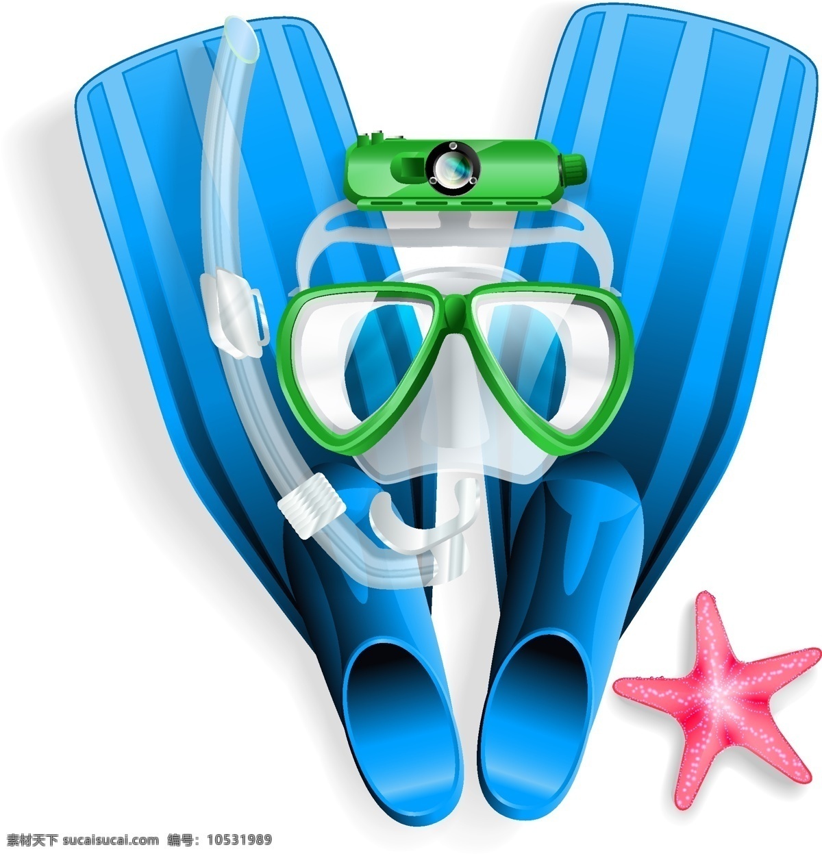 潜水 专用 鞋子 眼镜 矢量图 蓝色 透明元素 ai元素 免抠元素