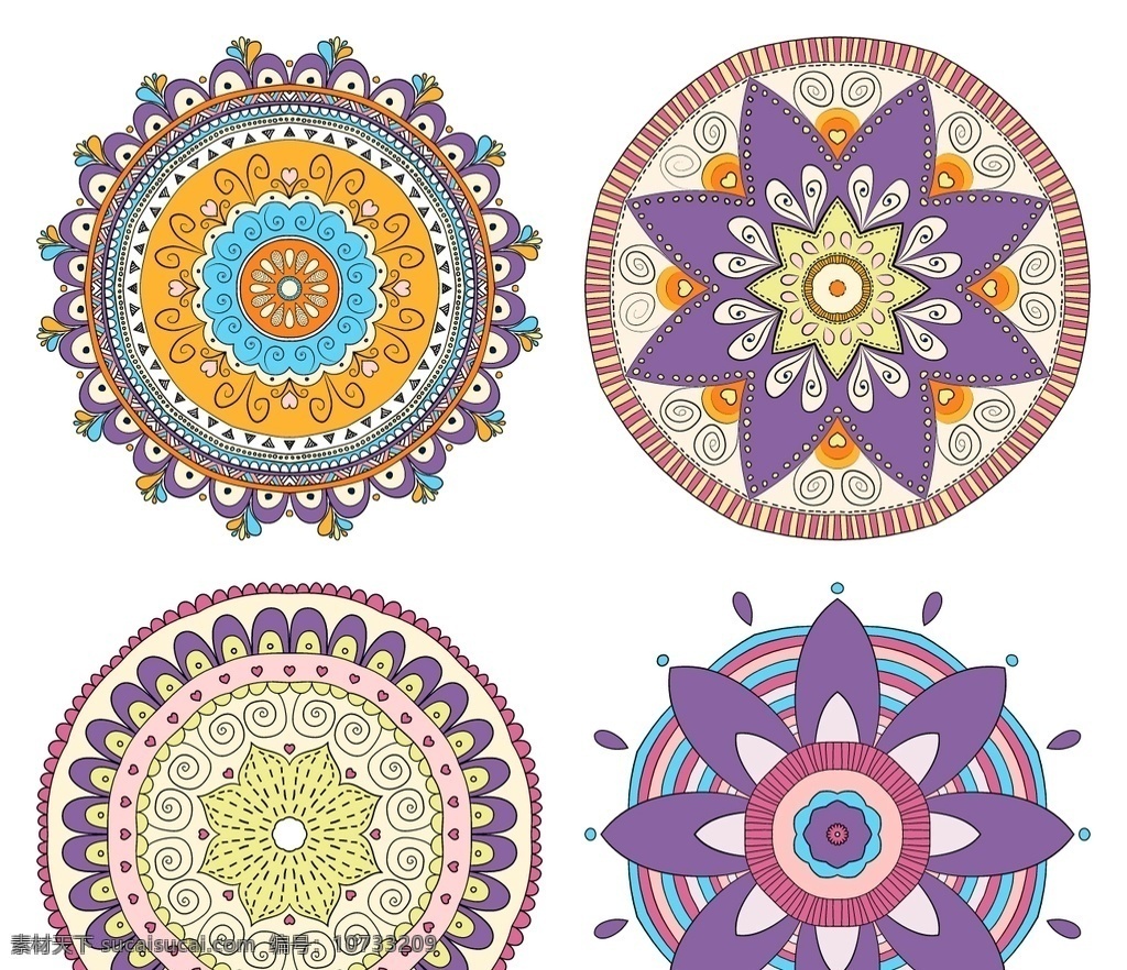 彩色 曼陀罗 收藏 花卉 抽象 装饰 颜色 阿拉伯语 印度 形状 伊斯兰教 东方 符号 精神