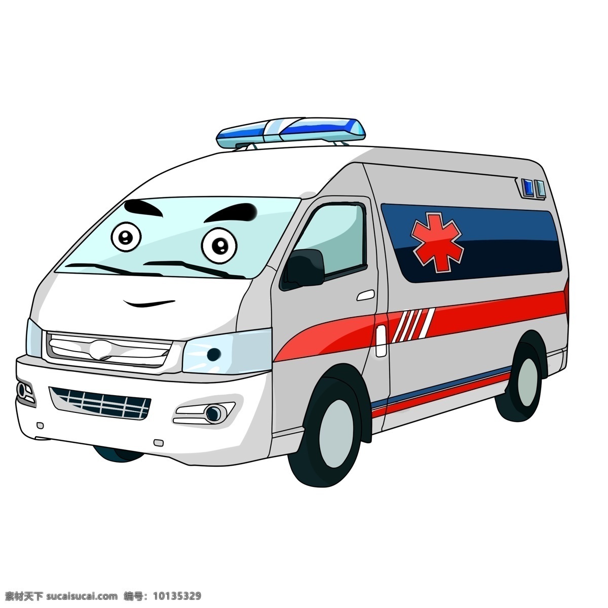 卡通 手绘 救护车 插画 汽车 急救 抢险 红色 响铃 救护 安全 援助伤病人员 医疗 卡通手绘