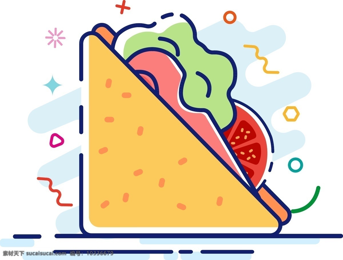 卡通 手绘 三明治 图标 矢量图 meb风格 彩色 可爱 创意 食物 美食 餐饮图标