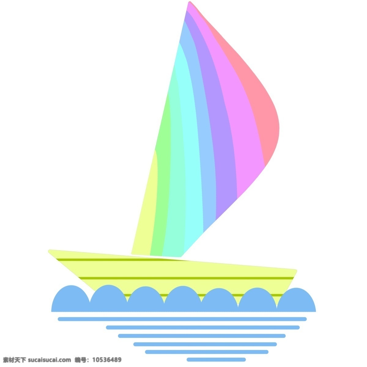 立体彩色帆船 帆船 船只 交通