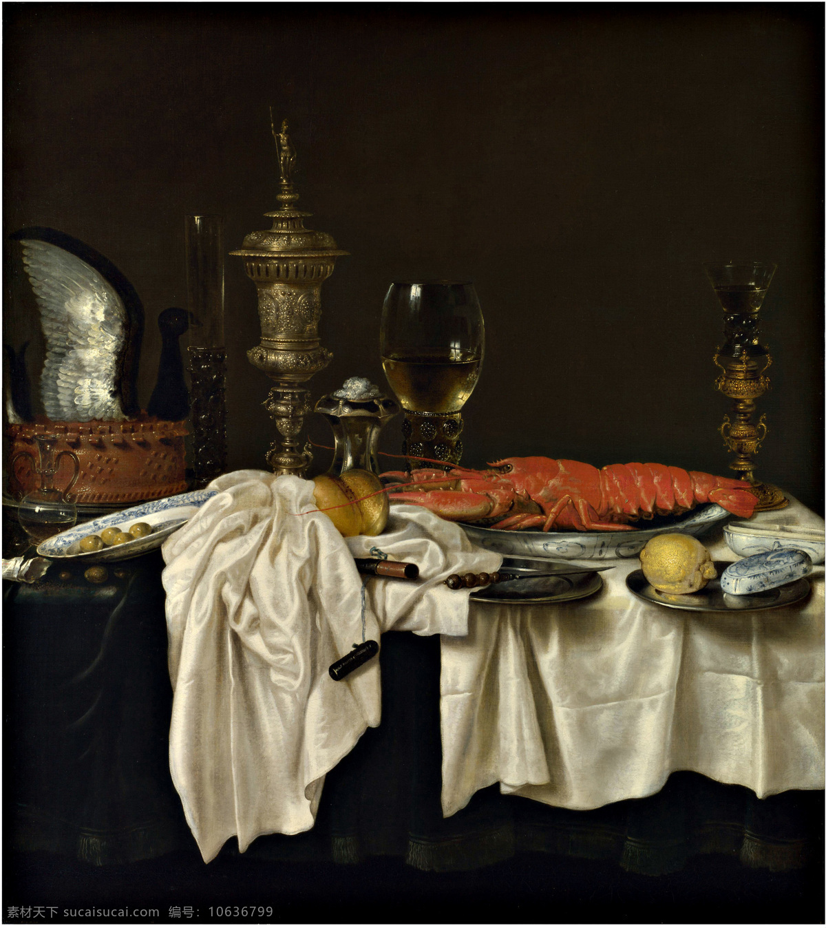 威廉 claesz 海德 静物与龙 油画 静物与龙虾 色彩 古典 西方 静物 高清油画 绘画书法 文化艺术