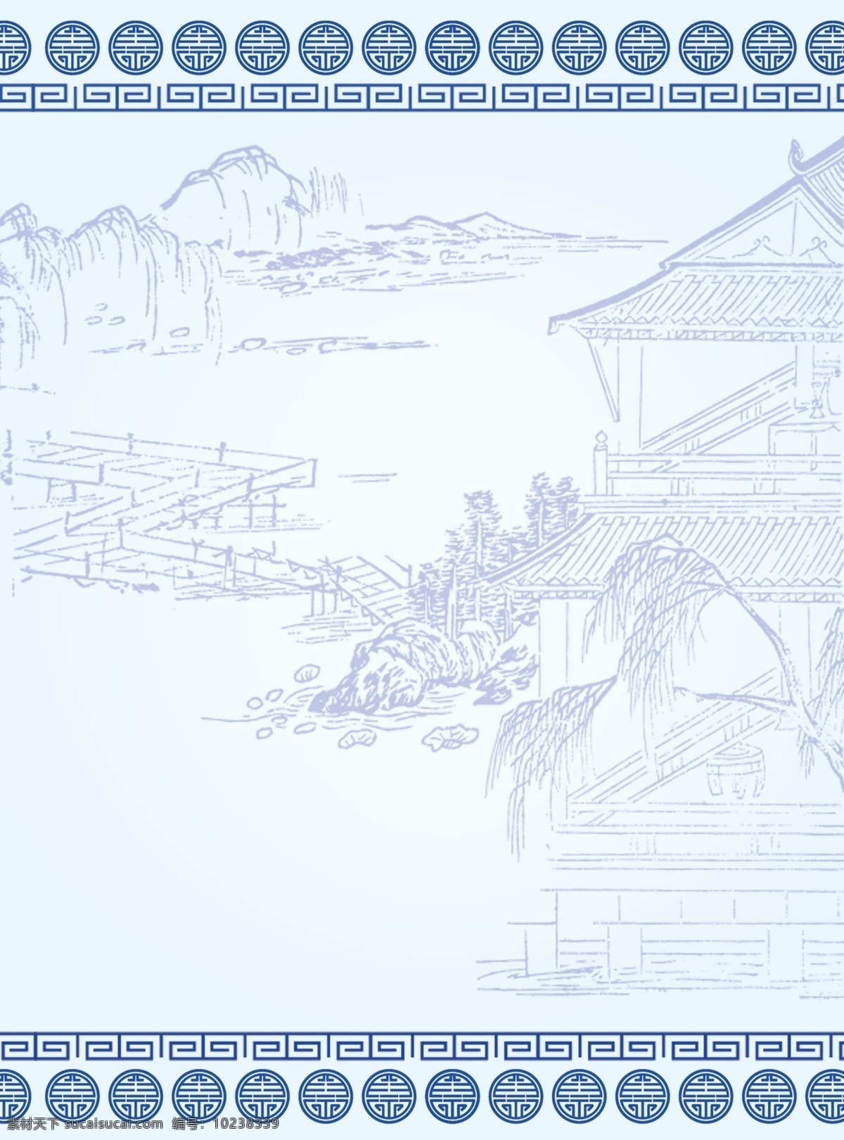青花瓷 风格 山水 封面 中国风 菜单 画册设计 广告设计模板 源文件
