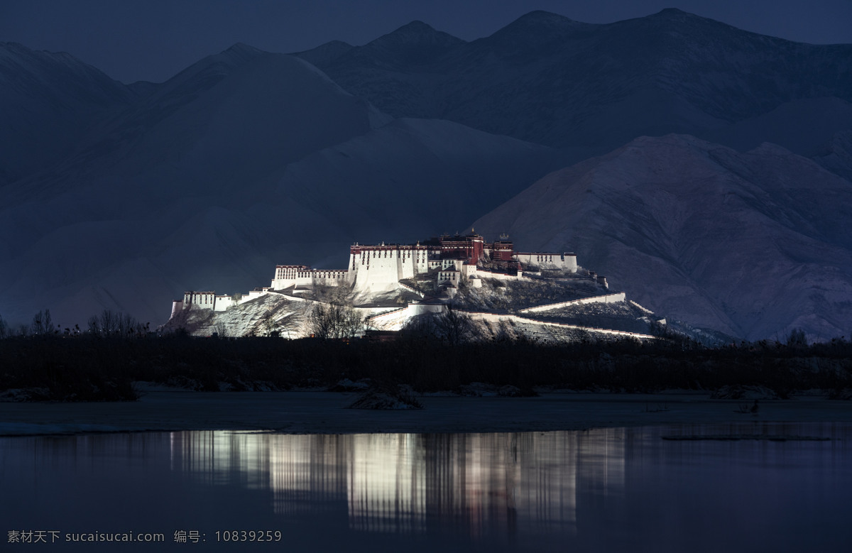 远望 布达拉宫 夜景 西藏 拉萨 旅游 佛教 风景 拉萨河 旅游摄影 人文景观