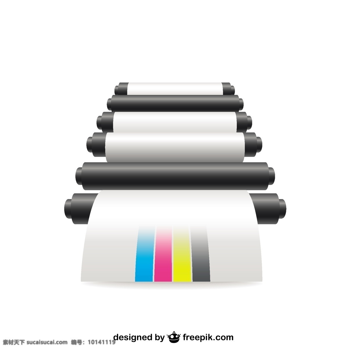 印刷 插图 打印机 四色机 矢量 印刷机 白色