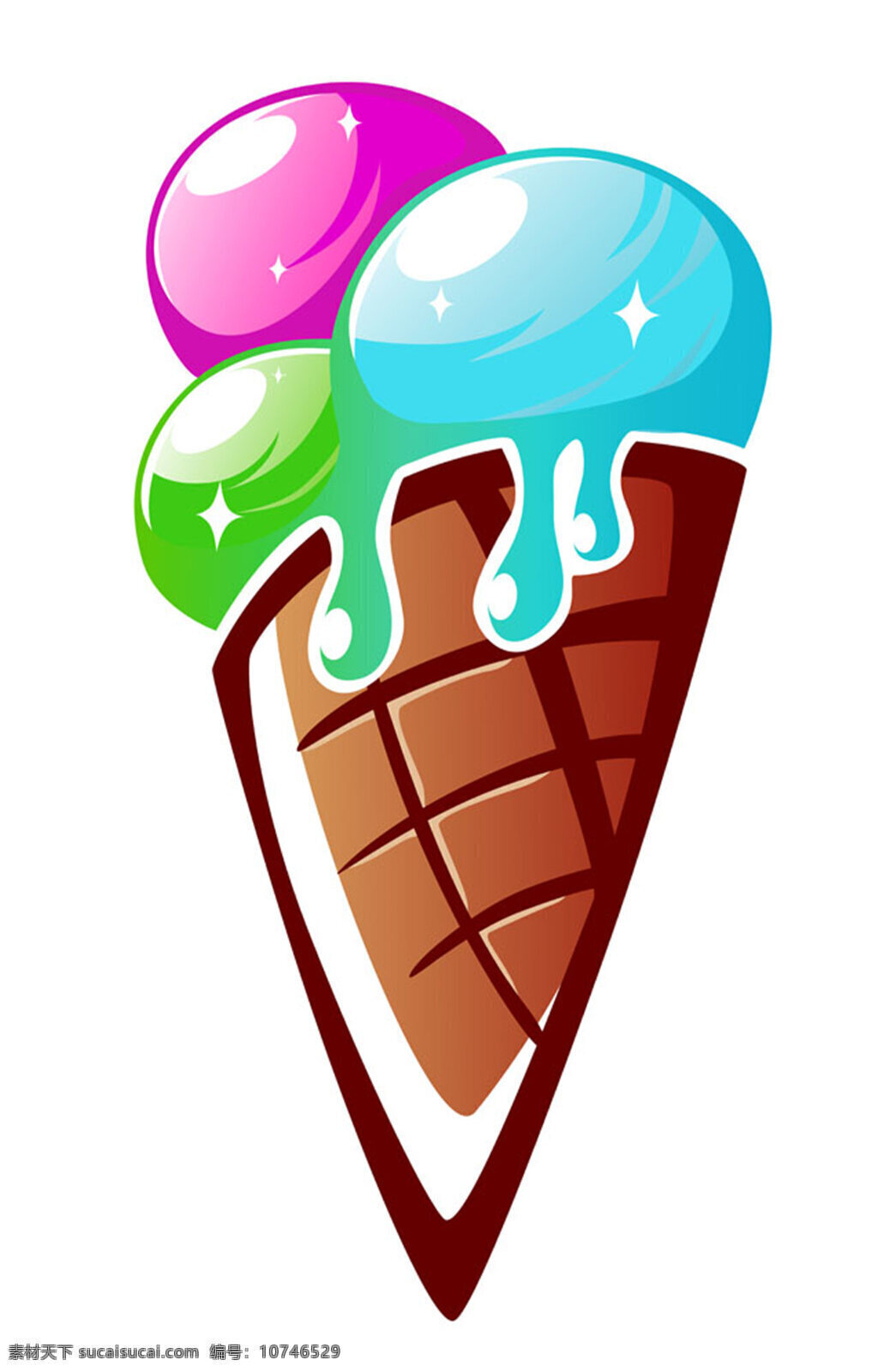 彩色 冰淇淋 漫画 冰棍 冰激凌 插画 冷饮 模板下载
