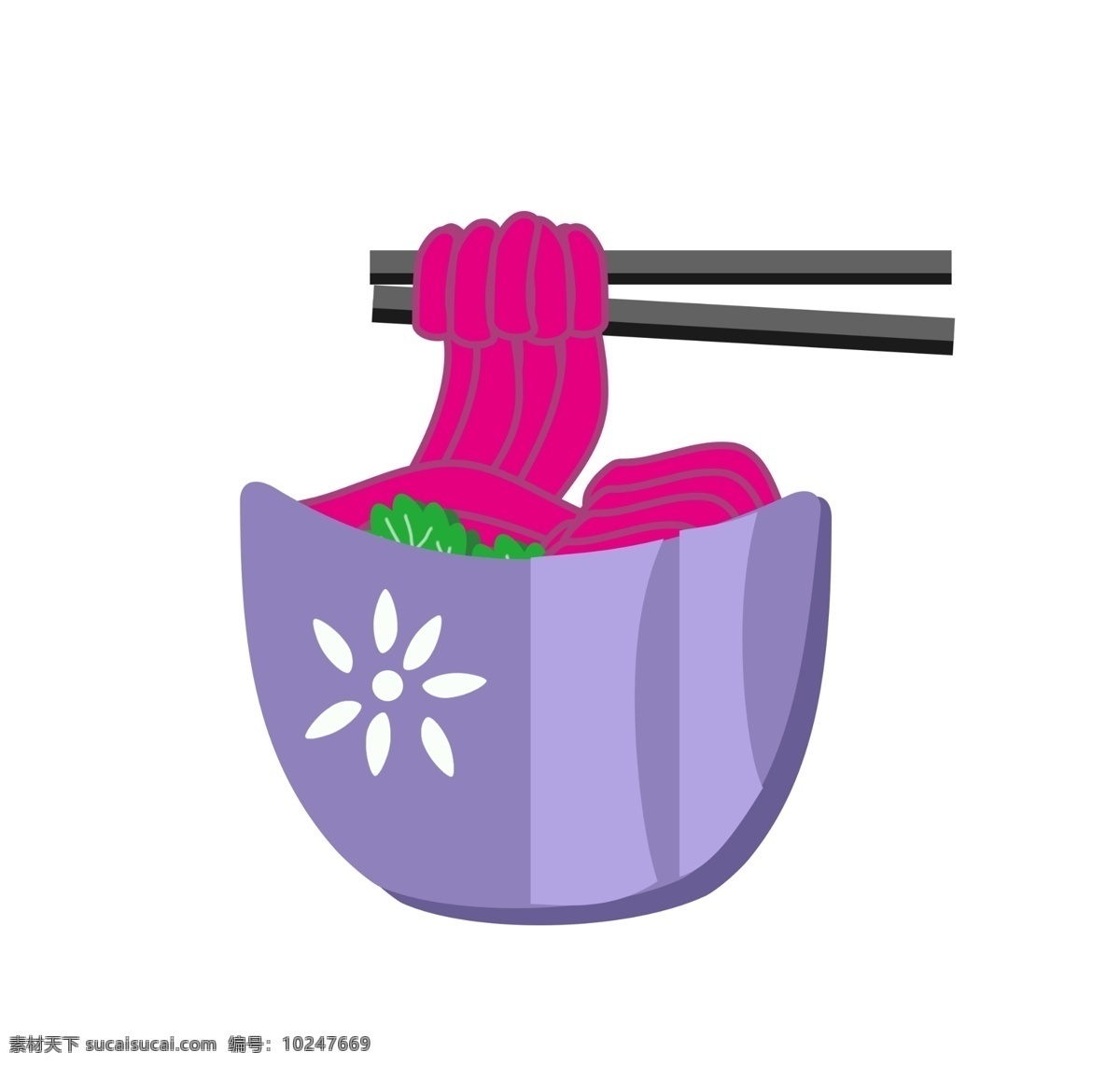 长长 面条 美食 插画 长长的面条 卡通插画 面条插画 美食插画 主食面条 面食面条 紫色的饭碗