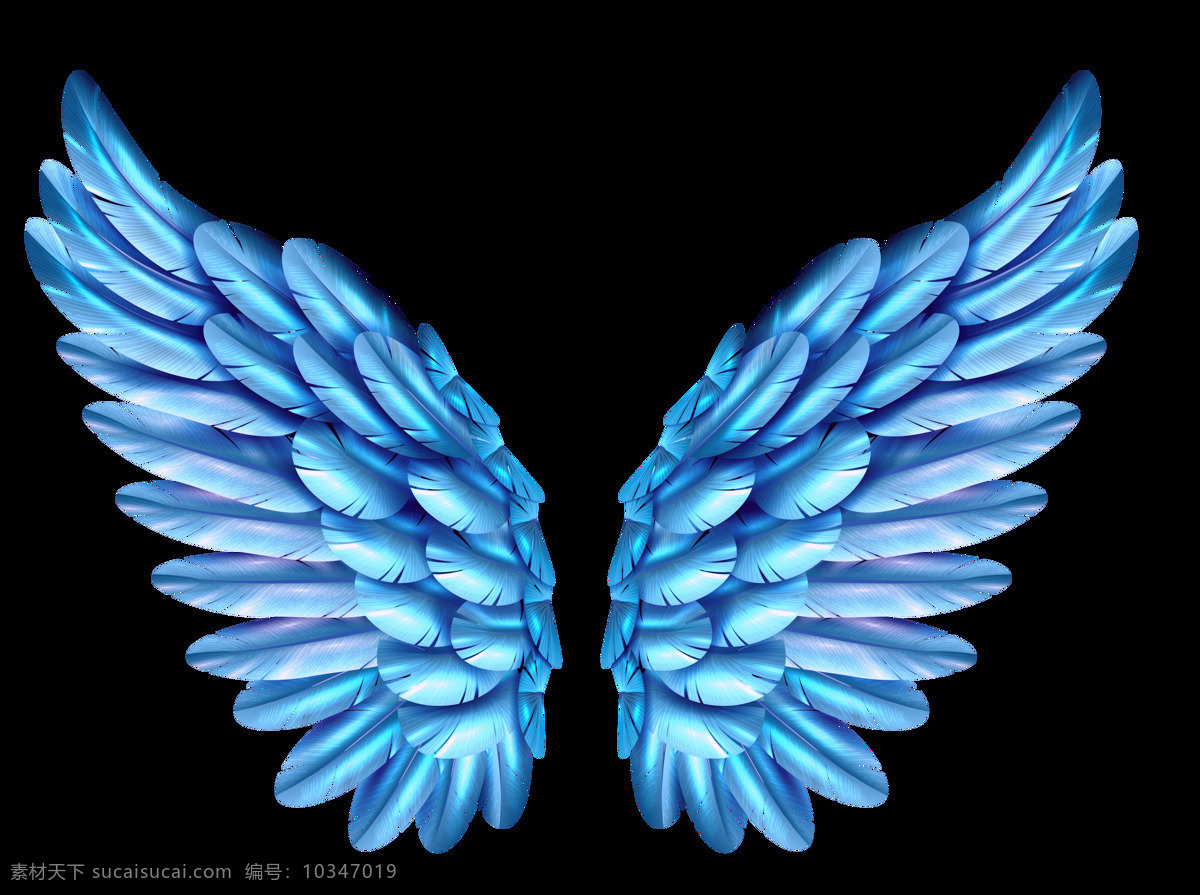 翅膀 卡通 动漫 插画 羽翼 飞翔 蓝 羽毛 天使 杂七杂八 底纹边框 花边花纹