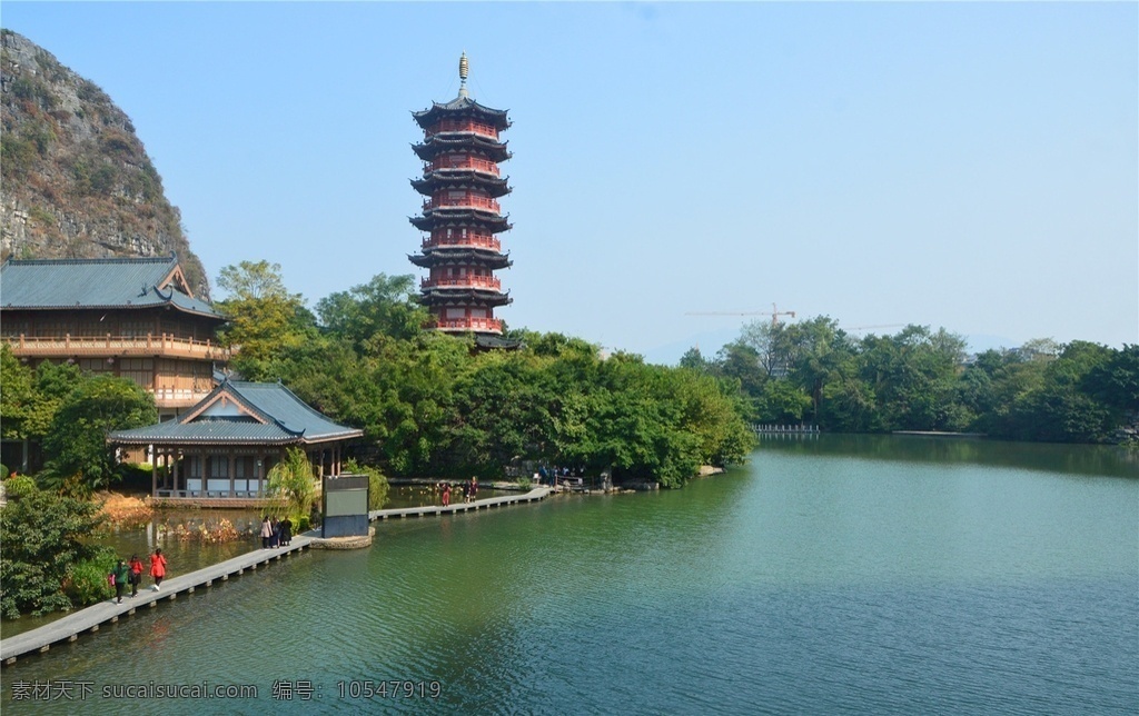 桂林山水 山水 风景 背景 塔 山村 湖泊 自然景观 山水风景