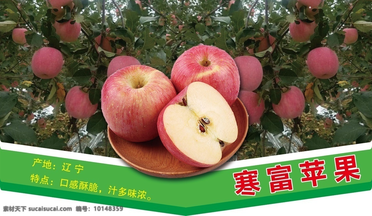 分层素材 水果介绍 水果吊牌广告 寒富苹果 效果图 分层
