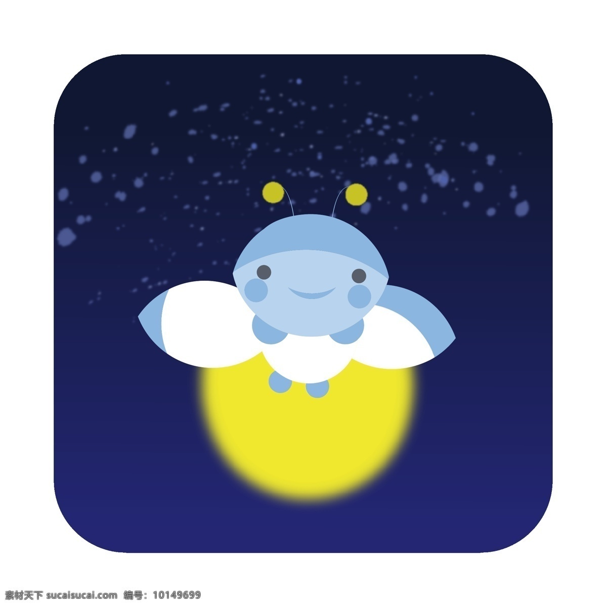 图标 夜晚 萤火虫 星空 可爱 平面插画