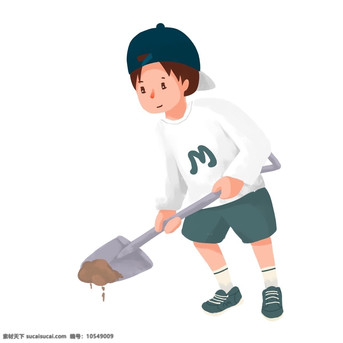 卡通 铲 土 小男 生 商用 元素 可爱 小男孩 插画 铲子 铲土