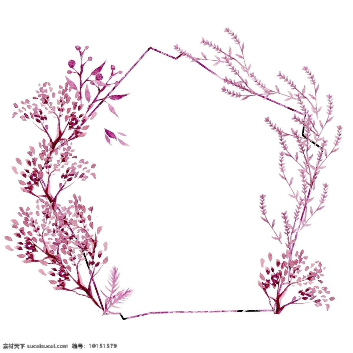 水彩 花环 卡通 插画 水彩的花环 卡通插画 花环插画 简易花环 花朵 鲜花 花束 紫色的花环