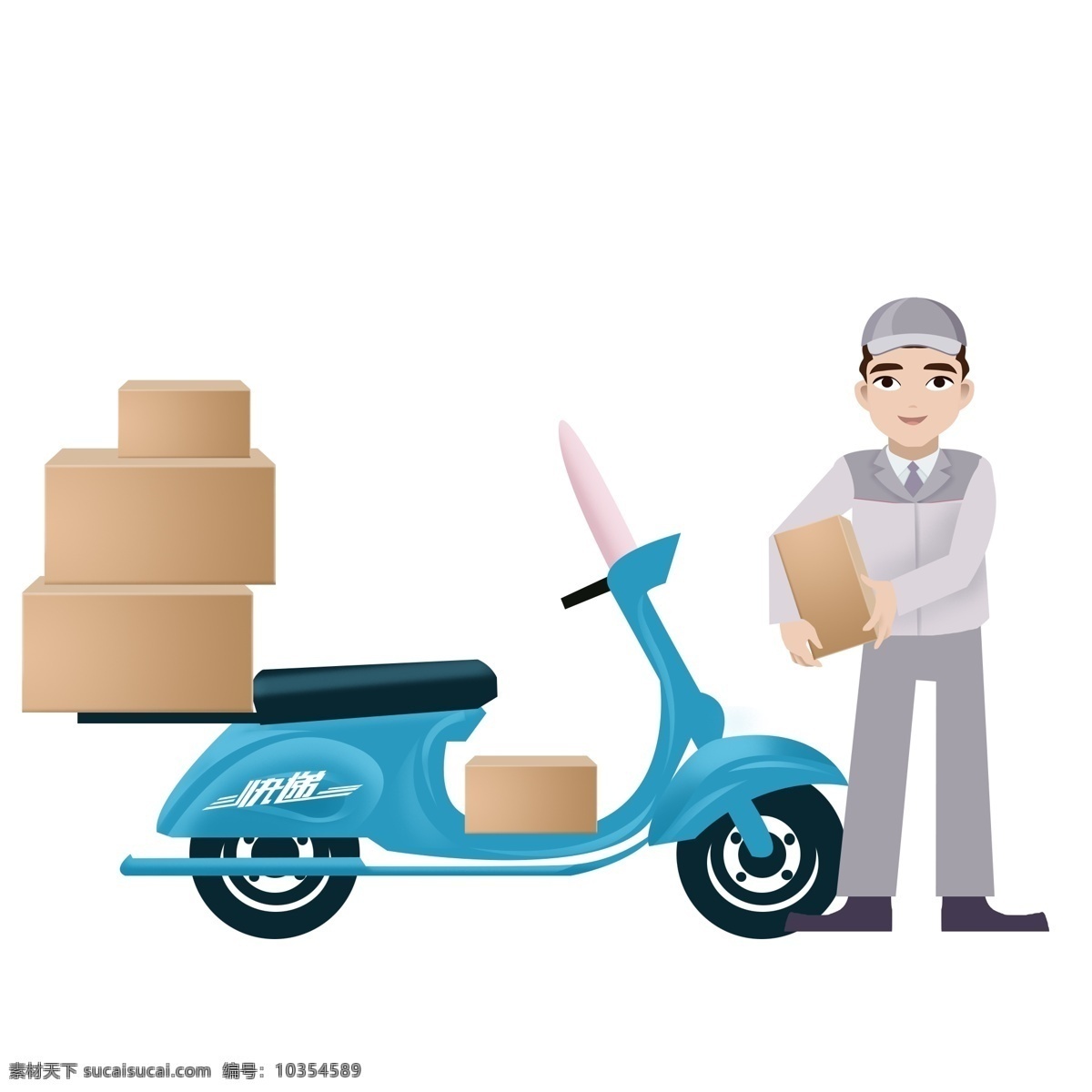 忙碌 快递 员 准备 送 快递员 送快递 摩托车 快递车