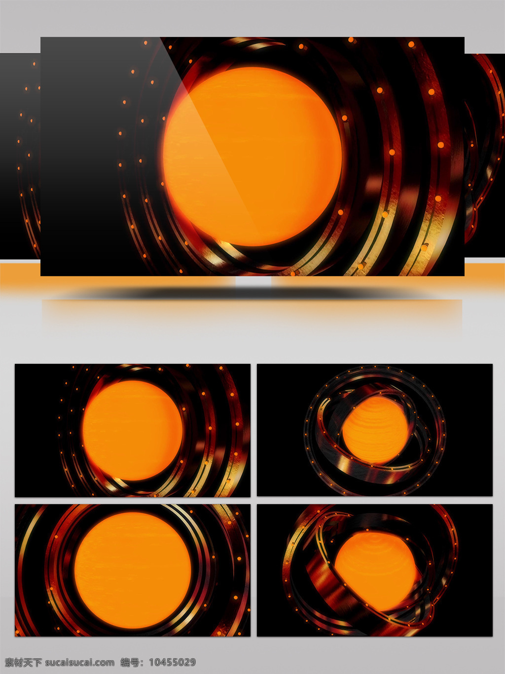 黄色 球体 光环 视频 灯带光环 环绕 视频素材 动态视频素材