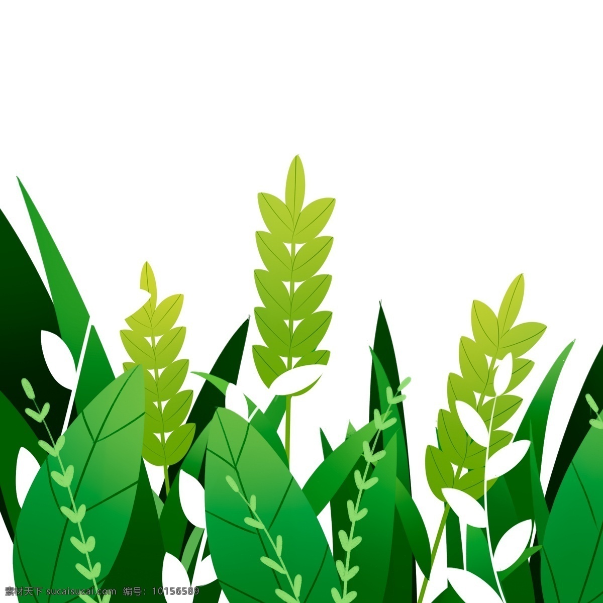 绿色植物 草丛 插画 植物 树木 卡通 彩色 小清新 创意 手绘 绘画元素 现代 简约 装饰 图案