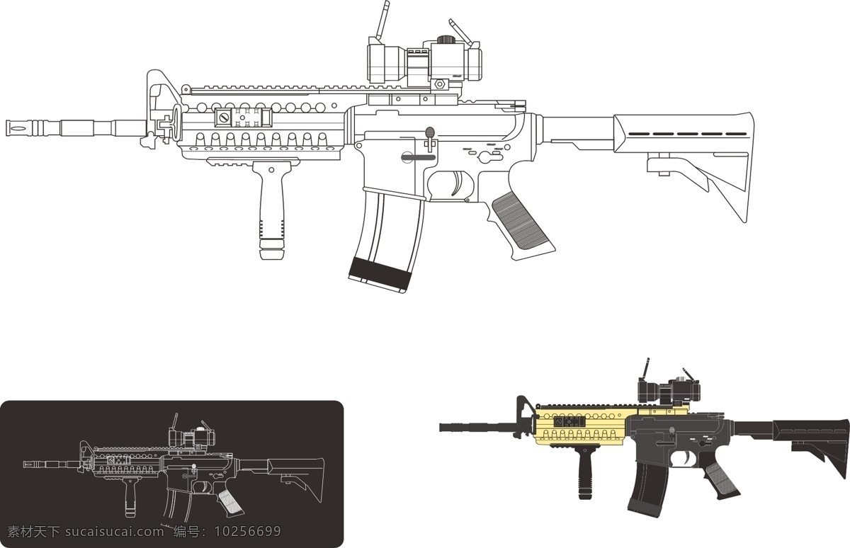 m4ss步枪 m4 美军 步枪 ai文件 军事武器 现代科技 矢量