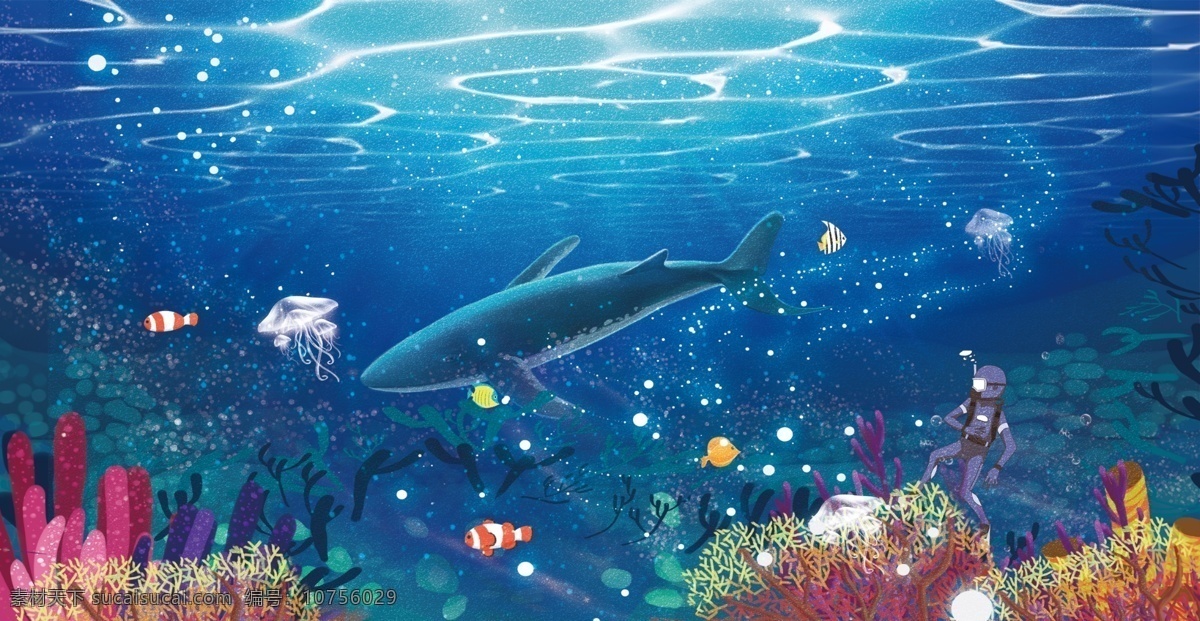 海底世界图片 海底世界 海底水世界 鲨鱼 海底风景 珊瑚 移门图案