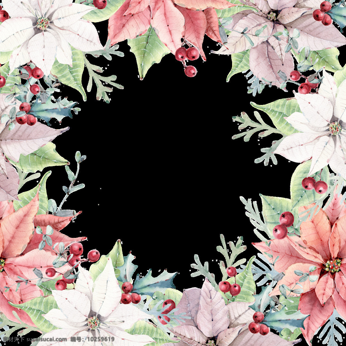 百花 盛开 花环 透明 卡通 抠图专用 装饰 设计素材