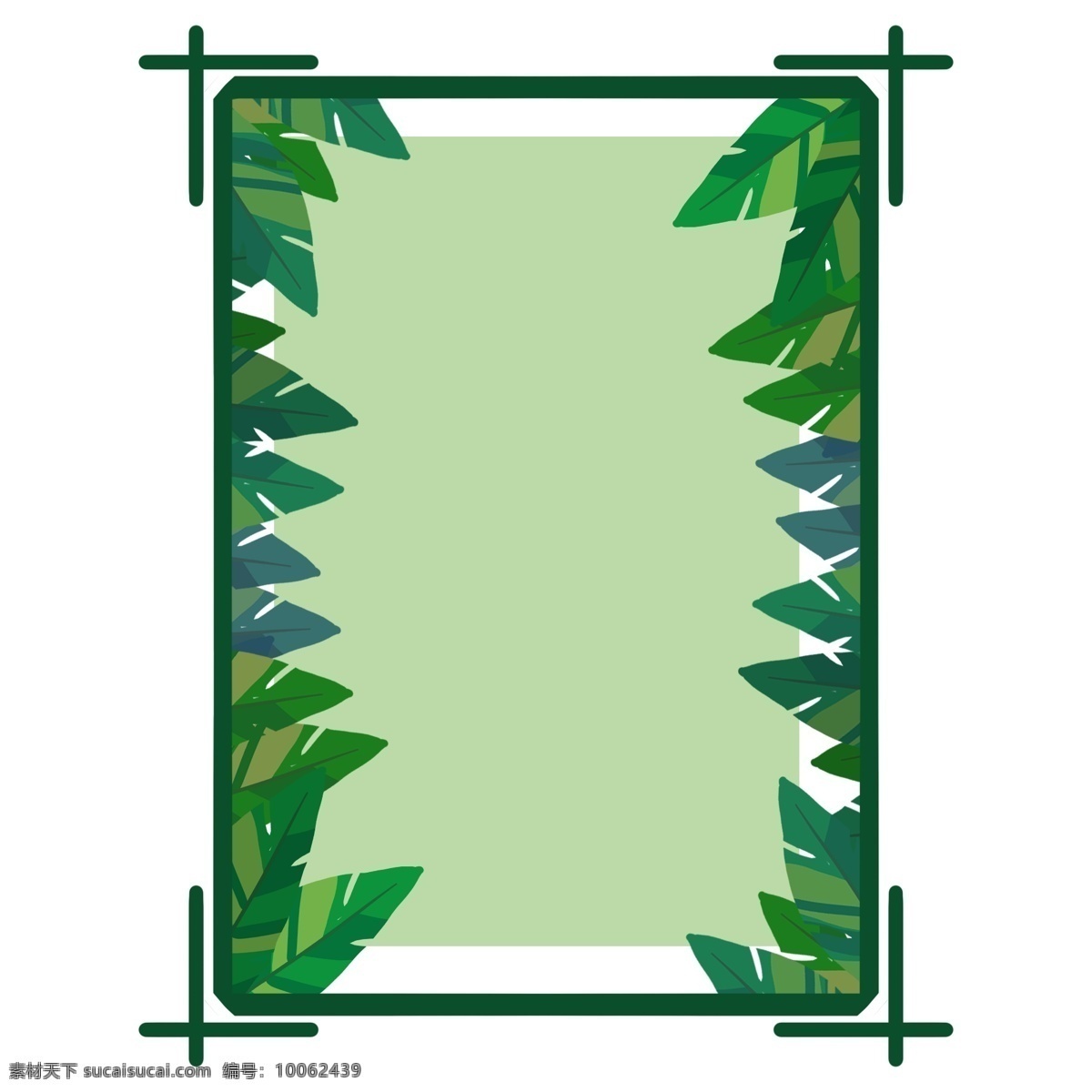 创意芭蕉边框 绿色植物 手绘植物 芭蕉叶