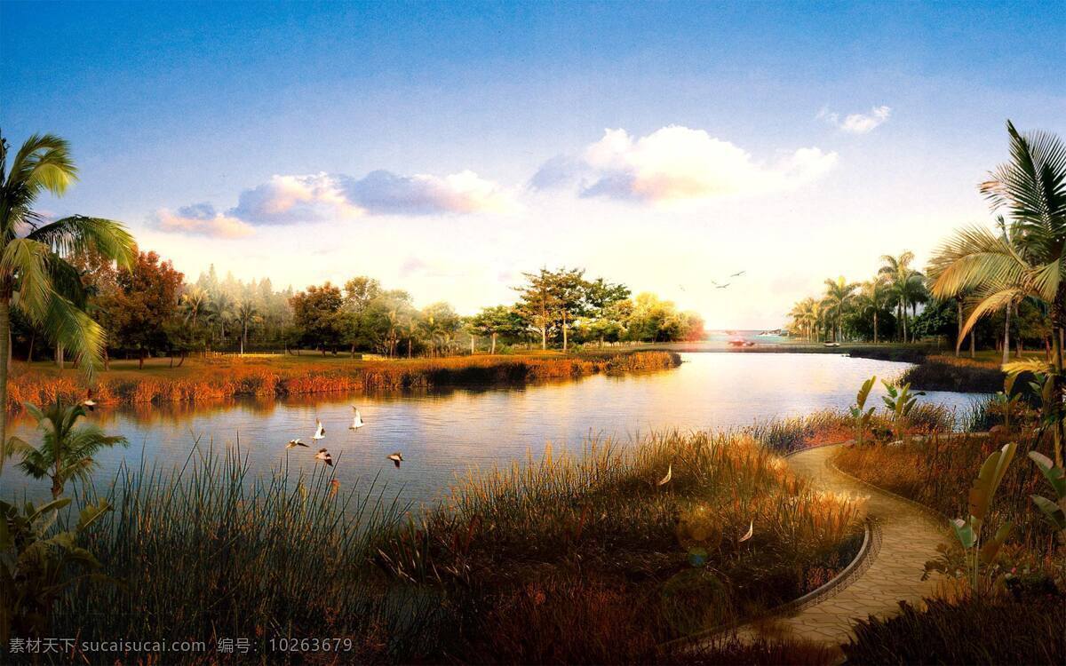 公园 湖泊 景观 湖水 美丽风景 湿地公园 园林景观 景观设计 环艺设计 环境设计 环境家居