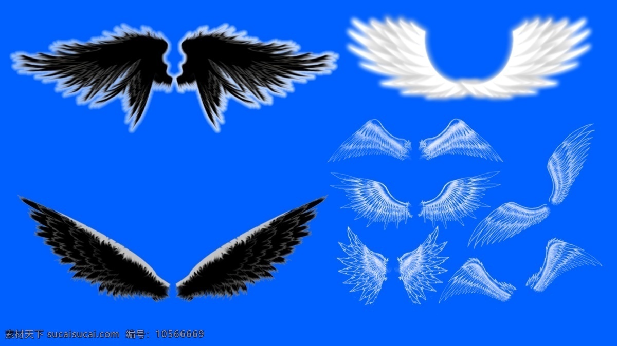 翅膀 黑翅膀 白翅膀 透明翅膀 天使翅膀 恶魔翅膀 分层 源文件