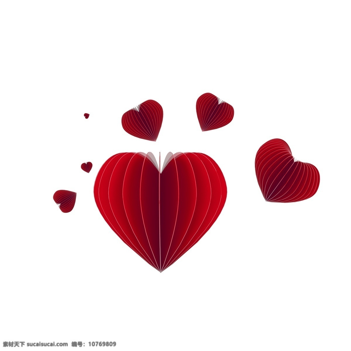 感恩节 立体 装饰 氛围 元素 红色 爱心 折纸 红心 装饰元素 氛围元素 红色的心 折纸效果