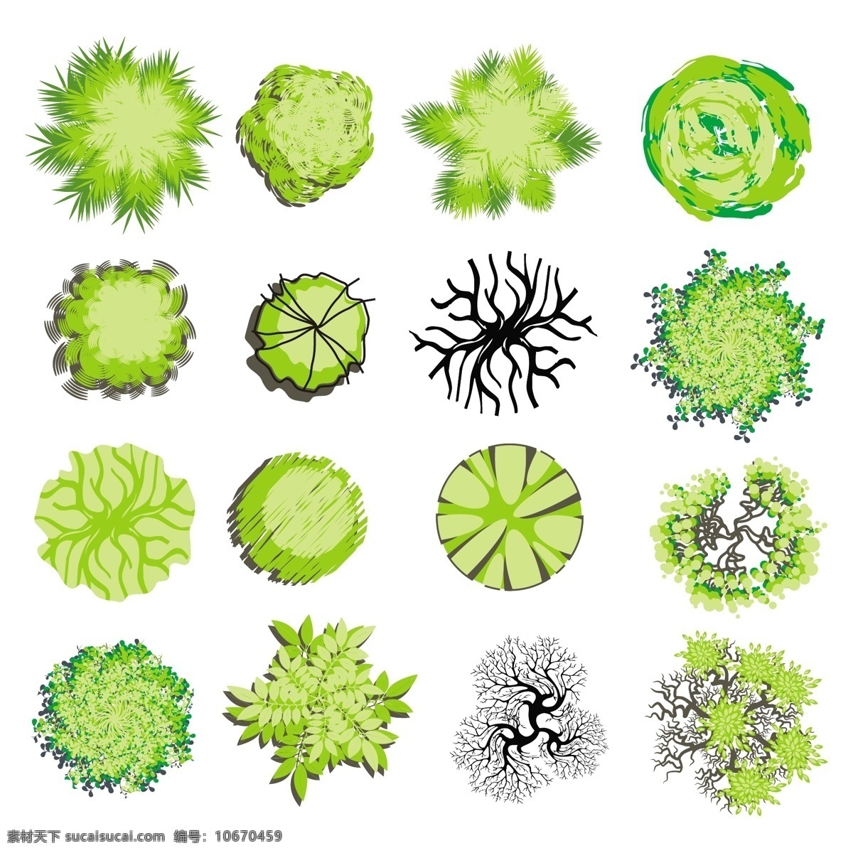 精美 卡通 景观 树木 矢量 卡通树 插画 树木植物 插图 花草 生物 世界 白色