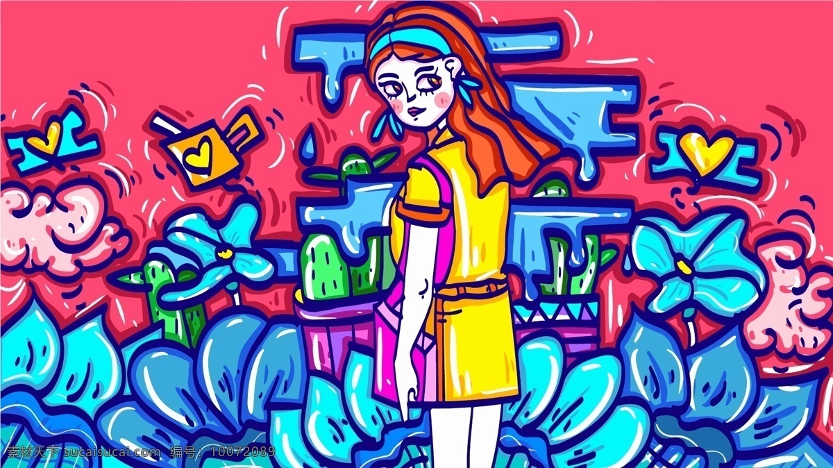 带 发带 回头 森 系 可爱 漂亮 女孩 时尚 花朵 插画 手机 都市节奏 长发 带发呆 背包 甜美 呆萌 渐变 植物 盆栽 矢量 手绘 仙人掌 扁平化 几何 云朵 穿裙子 后头一笑 小清新 治愈系 插图 画报 海报 壁纸 背景 电脑