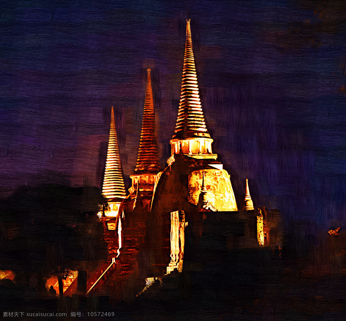 东南亚 风情 寺庙 泰国 文化艺术 油画 宗教信仰 东南那亚寺庙 装饰素材