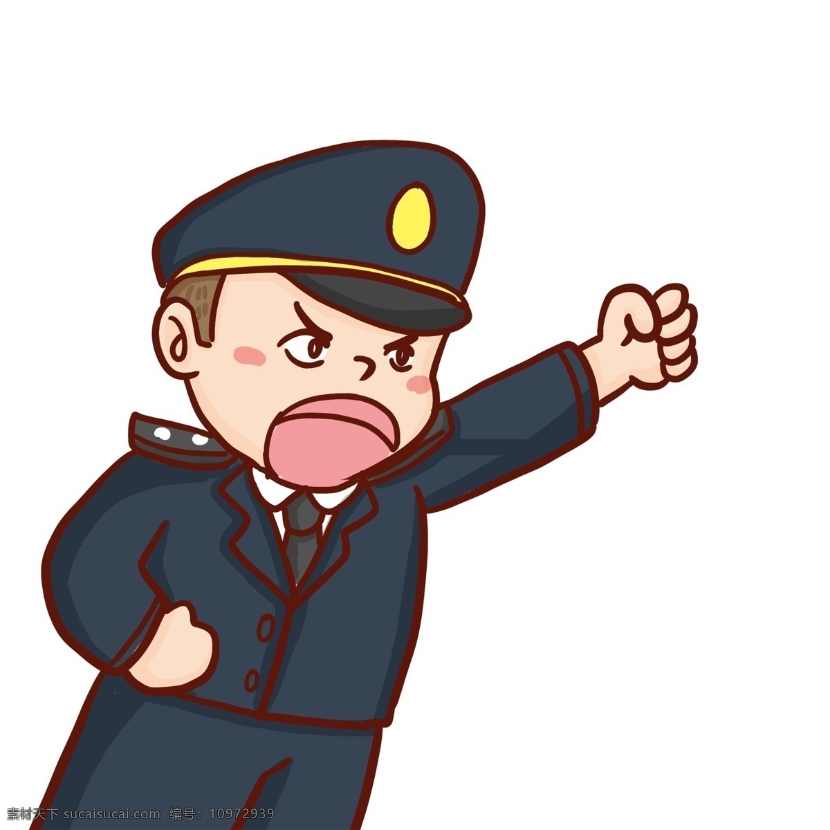 手绘 正义 小 警察 人物 卡通 可爱 男生 插画 人物素材 漫画