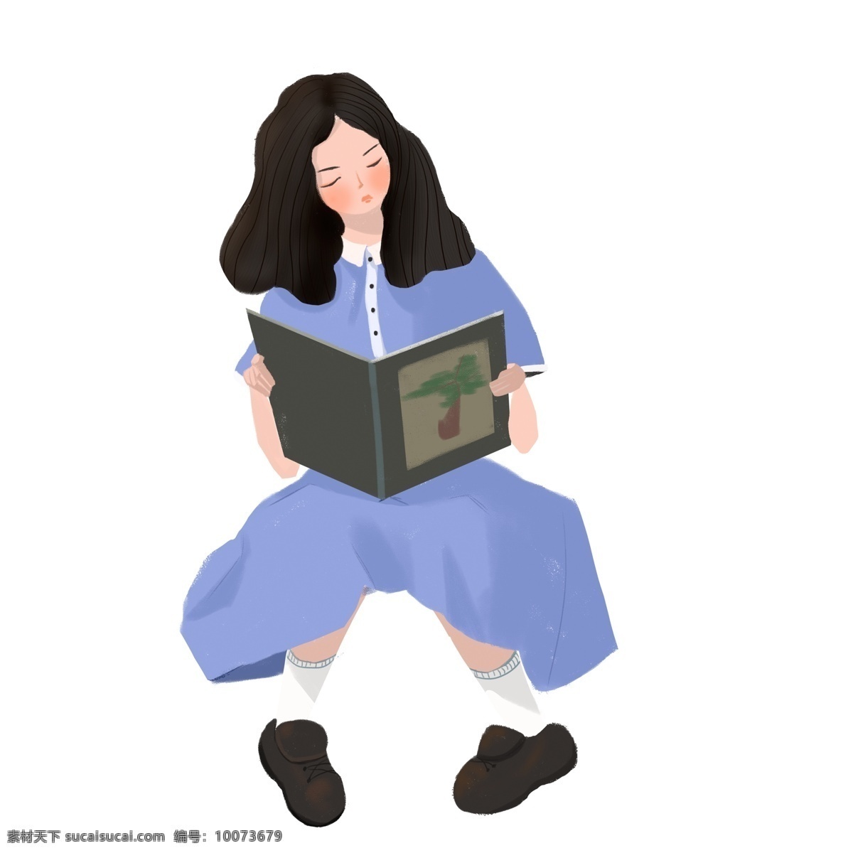 阅读 的卡 通 女孩 图案 元素 人物 卡通人物 设计元素 简约 看书 元素装饰 装饰图案 元素设计 手绘元素 psd元素