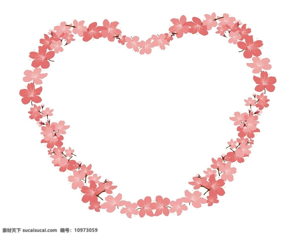 粉色 心形 樱花 花瓣 插图 时尚的樱花 漂亮的樱花 心形樱花 樱花花瓣 有爱的装饰 卡通插画 精美的图案
