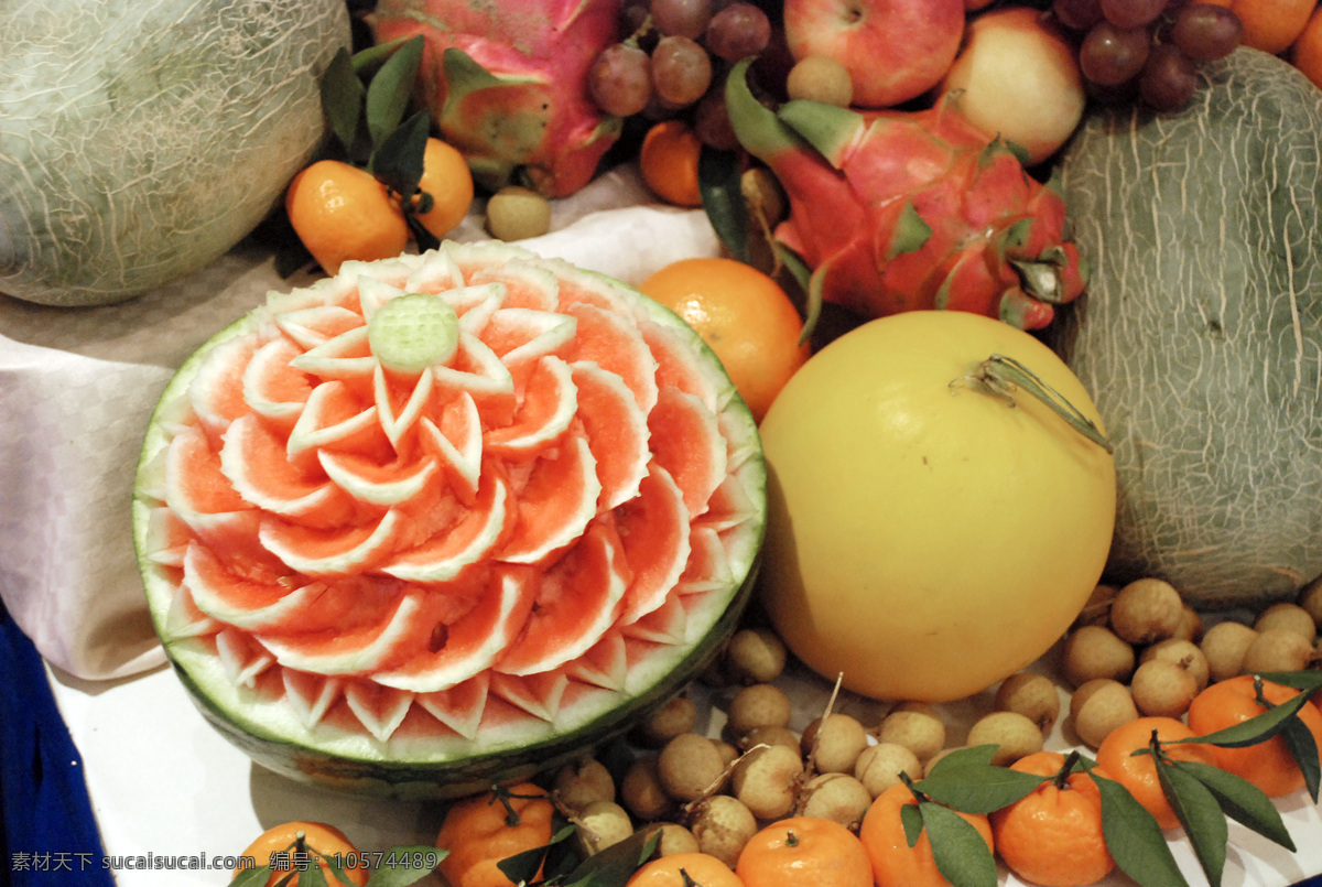 水果 西瓜 柚子 节日 雕花 食物原料 餐饮美食