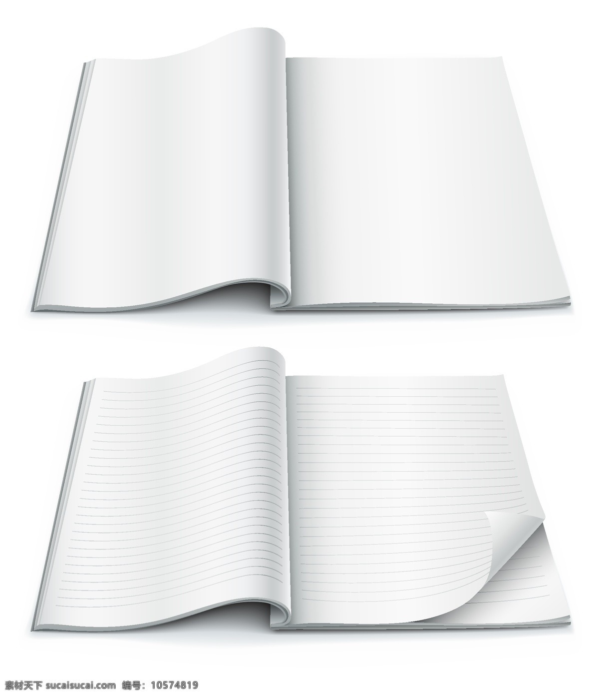 矢量 空白 笔记本 素材图片 翻页 精致 卷角 矢量素材 纸张 空白页 矢量图