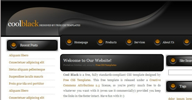 黑色 风格 blog 网页模板 黑色设计风格 网页素材