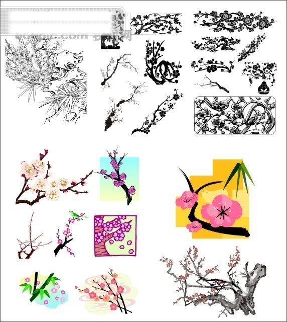 梅花免费下载 其他矢量 矢量梅花 矢量素材 矢量图库 植物花草素材 十 款 矢量 梅花 其他矢量图