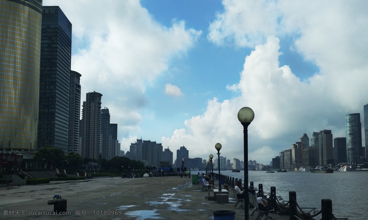 上海 外滩 黄浦江 上海外滩 东方明珠 陆家嘴 蓝天白云 高楼大厦 旅游摄影 国内旅游