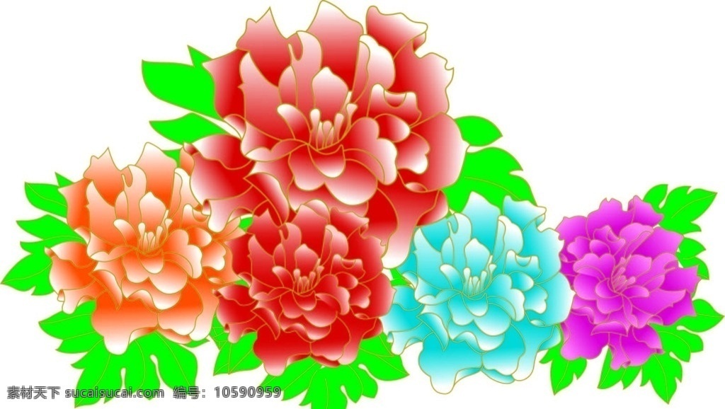 牡丹花 牡丹 矢量 可编辑 中国风 富贵 自然景观