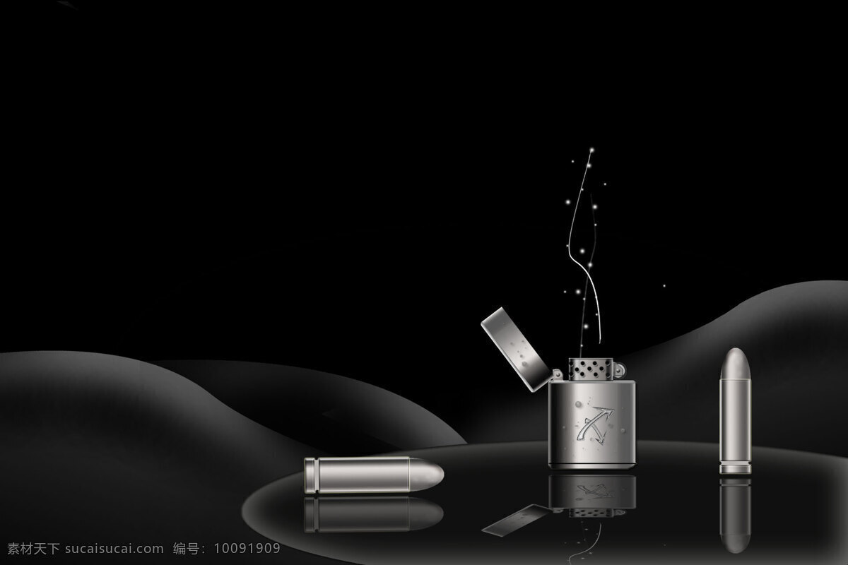 zippo 金属 火机 子弹 背景 3d设计