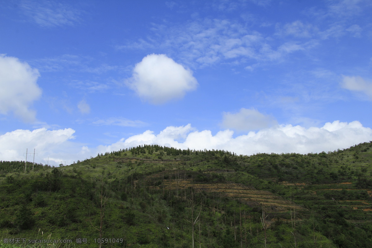 茶山蓝天 茶山 天空 白云 蓝天 铁观音 山 片云 晴天 安溪 龙涓 举溪 长新 照片 自然景观 山水风景