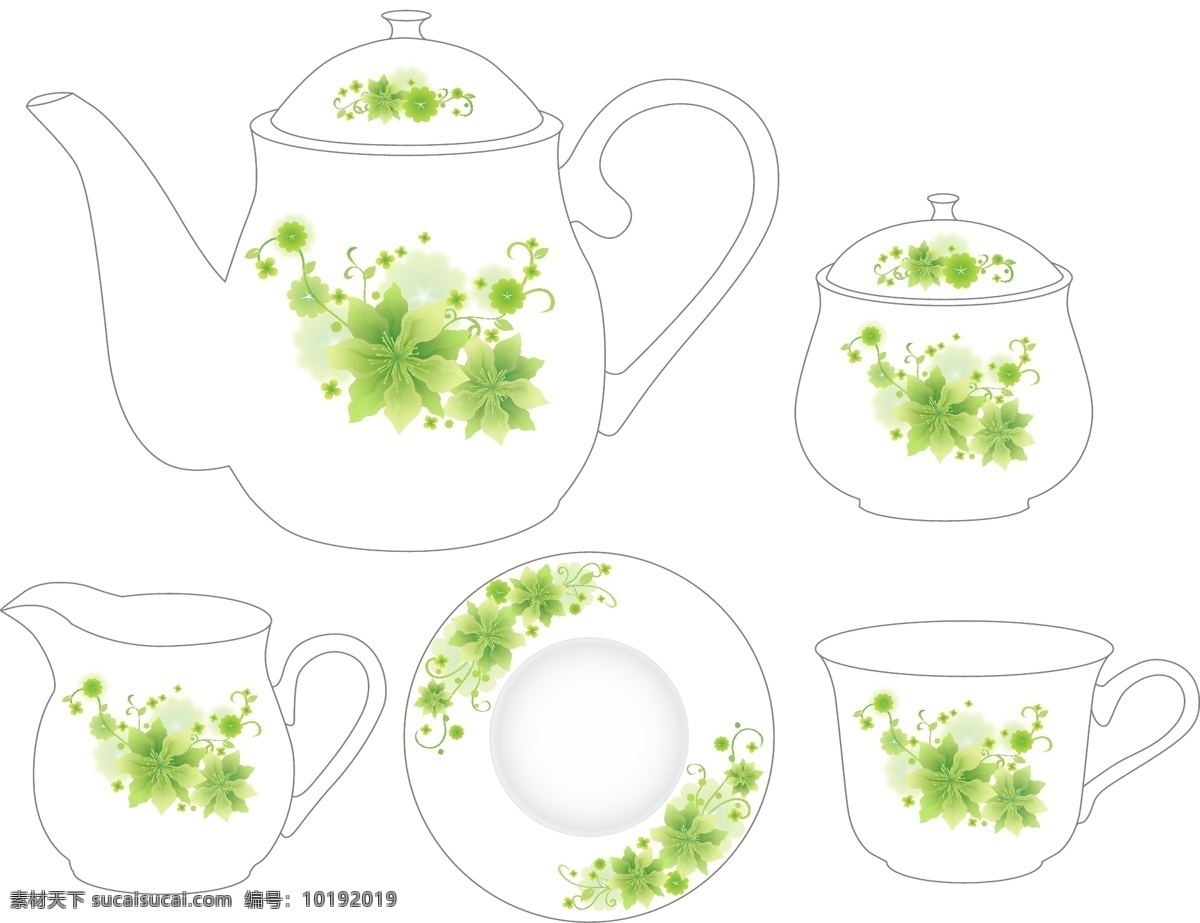 咖啡具设计 花边 陶瓷 花纸 日用品 花纹花边 底纹边框 矢量
