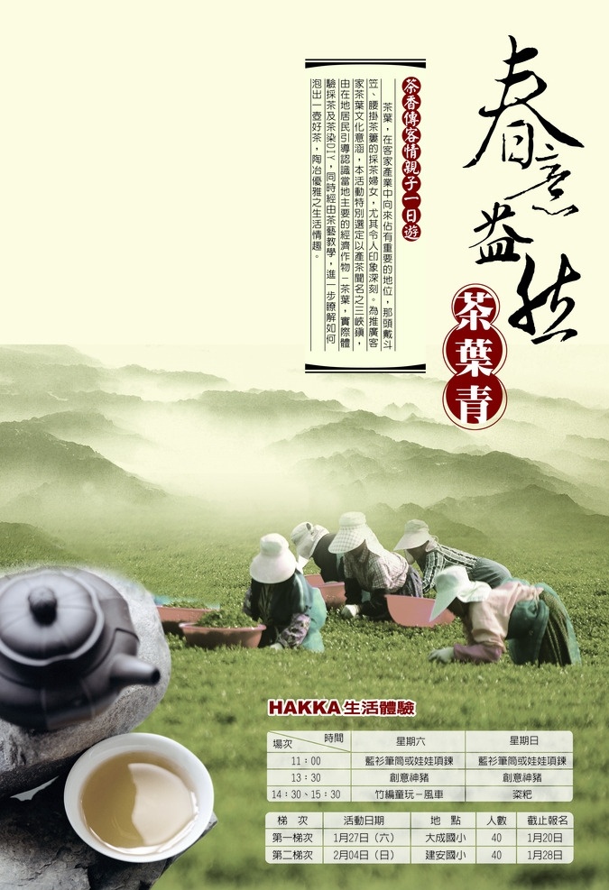 中国 茶文化 宣传海报 茶园 采茶 背景 茶壶 泡茶 春意盎然 中国茶文化 茶园背景 传统文化