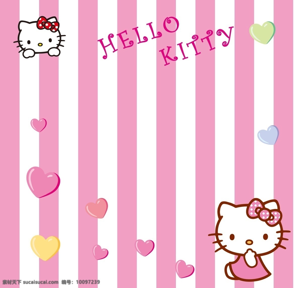 kitty 猫 卡通猫 心形 背景 粉色背景 可爱猫咪 分层